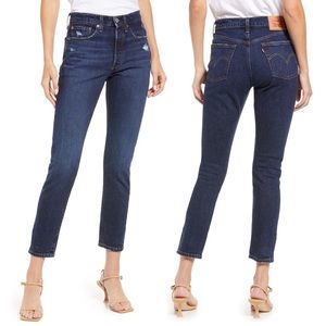 Levi’s 501 Dark Wash Distressed Skinny Jeans